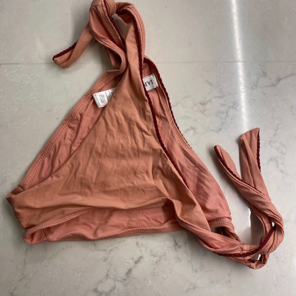 La Perla side tie bikini bottom Size 10 US - pink with burgundy trim